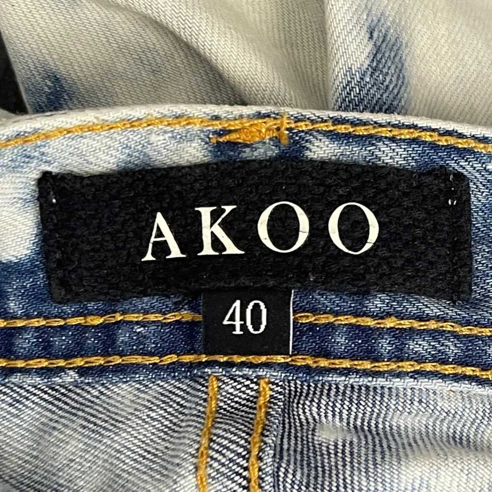 AKOO Denim Shorts Mens 40 Standard‎ Fit Acid Wash Streetwear Distressed *Read